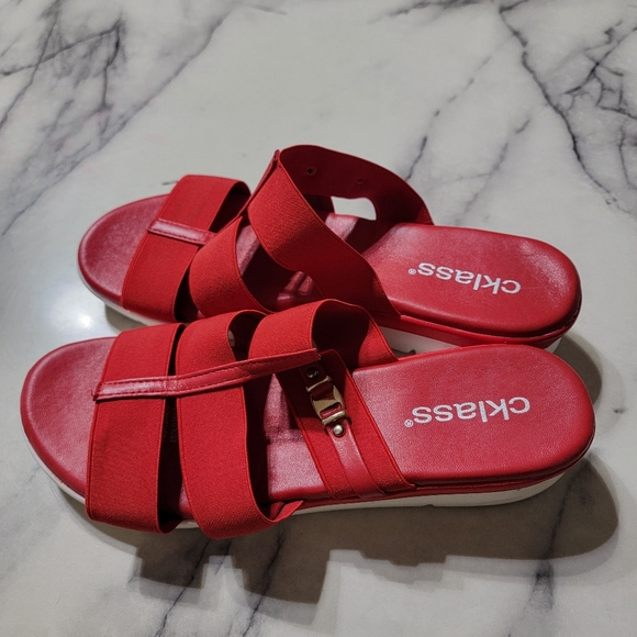 Cklass Open Toe Women's Red Slip On Shoes Estilo 701-74 Size 9 - Picture 2 of 7